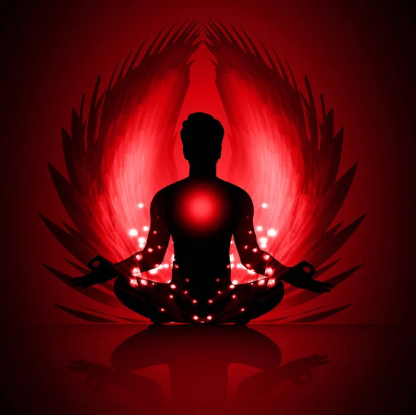 Jóga Meditáció Sziluett Vektor Illusztráció — Stock Vector