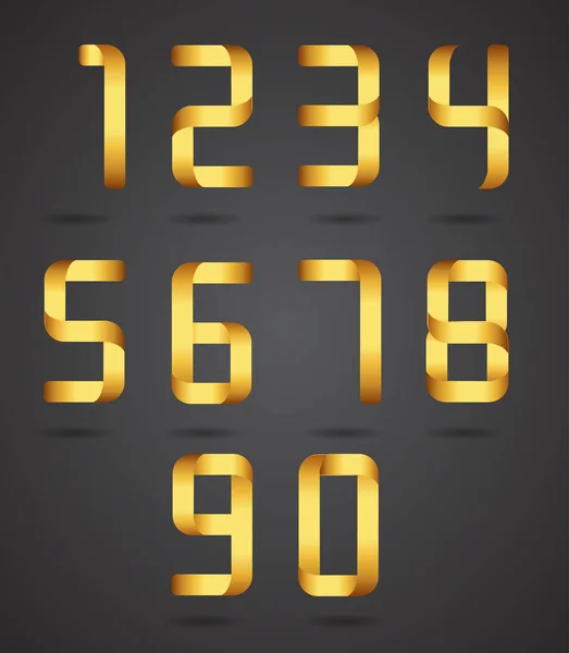Vektoralphabet Goldene Zahlen Gold Und Schwarz — Stockvektor