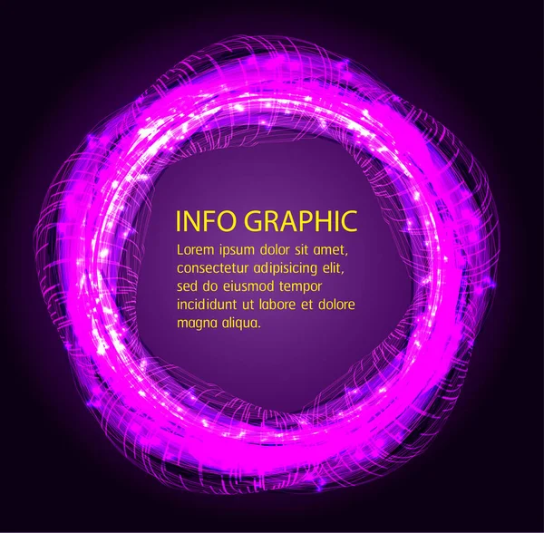 Gloeiende Neon Ronde Frame Vector Illustratie — Stockvector