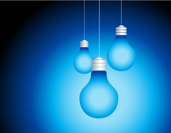 Lampadina Incandescente Con Sfondo Blu — Vettoriale Stock