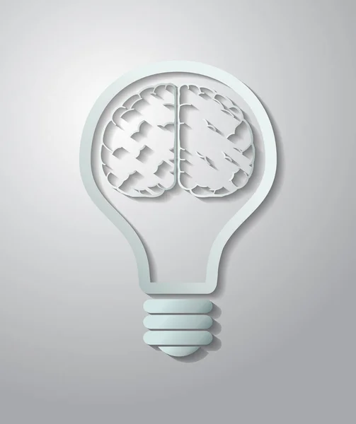 Лампочка Значком Мозку Білому Тлі Векторна Ілюстрація — стоковий вектор