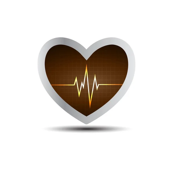 Ligne Battement Coeur Électrocardiogramme Dans Cadre Coeur — Image vectorielle