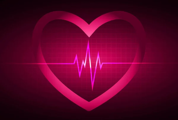 心臓フレーム内の心電図ハートビートライン — ストックベクタ