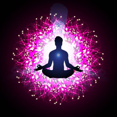 Yogacı bir kadının siluetinin vektör çizimi