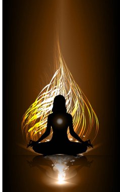 yoga meditasyon silueti, vektör illüstrasyonu