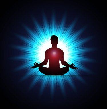 Yoga meditasyon konsepti. vektör illüstrasyonu