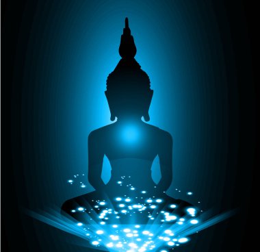 Lotus pozuyla meditasyon yapan bir kadının vektör çizimi