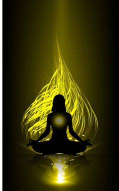 Yoga meditasyon silueti. vektör illüstrasyonu