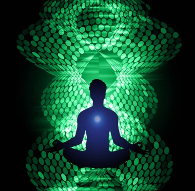 Parlak ışık ve yeşil çizgilerle soyut arkaplan