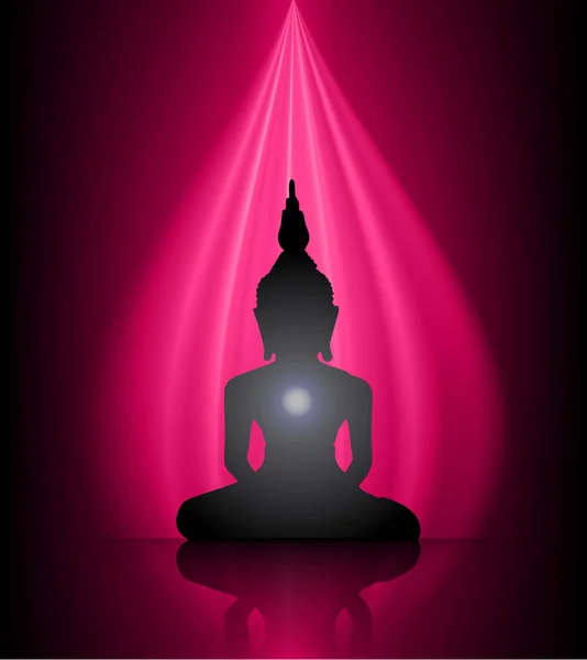 Buddha Σιλουέτα Αντανάκλαση Στον Ουρανό — Διανυσματικό Αρχείο