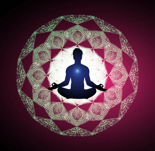 Yoga Meditasyonu Vektör Illüstrasyonu — Stok Vektör