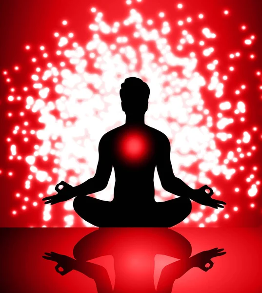 Concept Méditation Yoga Silhouette Une Femme Pose Lotus Sur Fond — Image vectorielle