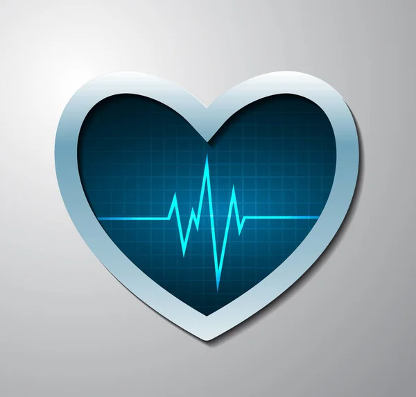 Ηλεκτροκαρδιογράφημα Γραμμή Καρδιακού Ρυθμού Στο Πλαίσιο Της Καρδιάς — Διανυσματικό Αρχείο