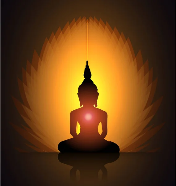 Boeddha Silhouet Lotuspositie — Stockvector