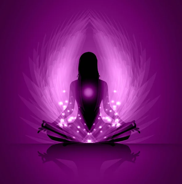 Yoga Meditation Silhouette Vektorillustration — Stockvektor