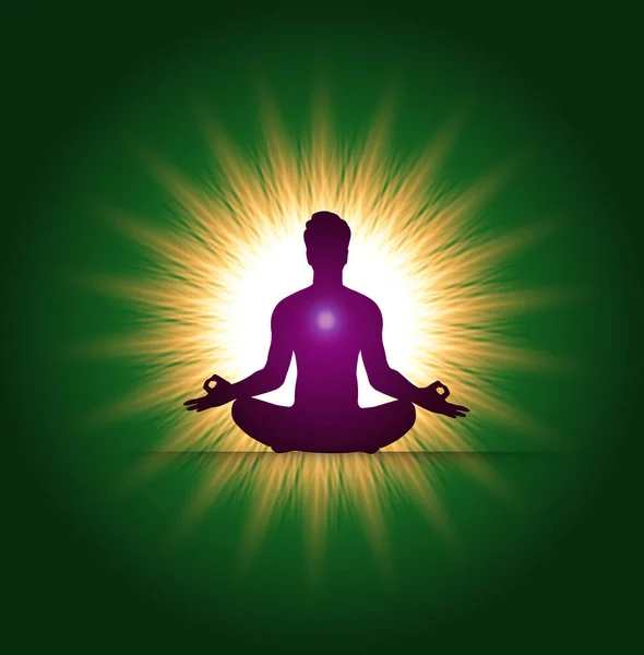 Illustrazione Vettoriale Una Silhouette Una Meditazione Yoga — Vettoriale Stock