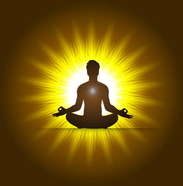 Ilustración Vectorial Una Silueta Una Meditación Yoga — Archivo Imágenes Vectoriales