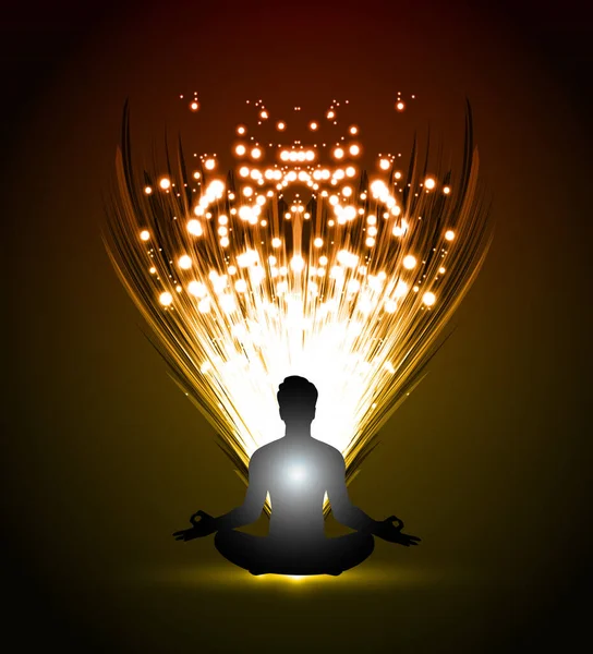 Vektorillustration Einer Glühenden Lampe Der Lotus Pose — Stockvektor