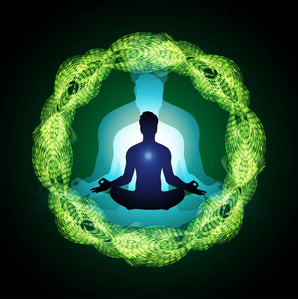 Yoga Meditasyon Konsepti Vektör Illüstrasyonu — Stok Vektör