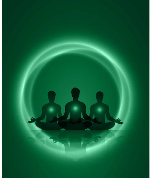 Vector Illustration Group People Meditating — Stock Vector