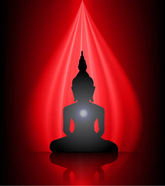 Kırmızı Beyaz Vektör Illüstrasyonlu Buddha Silueti — Stok Vektör