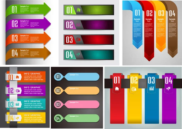 Modelli Scatole Testo Moderne Banner Infografica — Vettoriale Stock