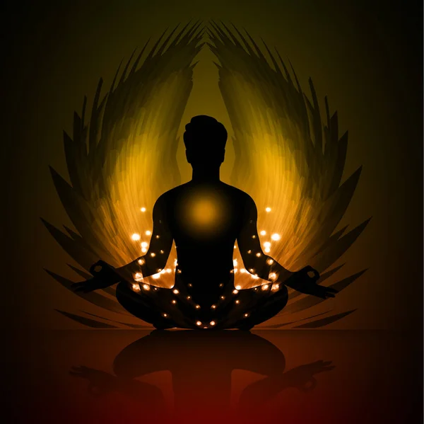 Meditasjon Silhuett Med Buddha Yoga Positur – stockvektor