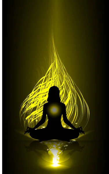 Yoga Meditatie Silhouet Vectorillustratie — Stockvector