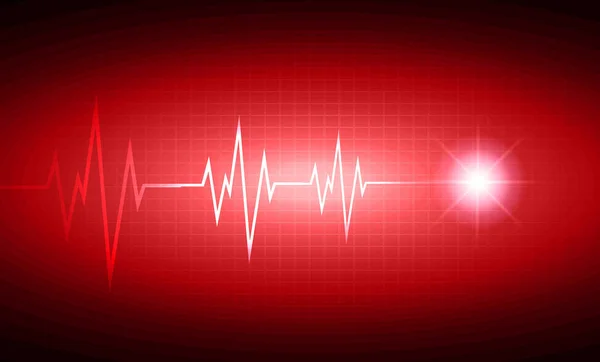 Καρδιακό Παλμό Στο Κόκκινο Φόντο — Διανυσματικό Αρχείο