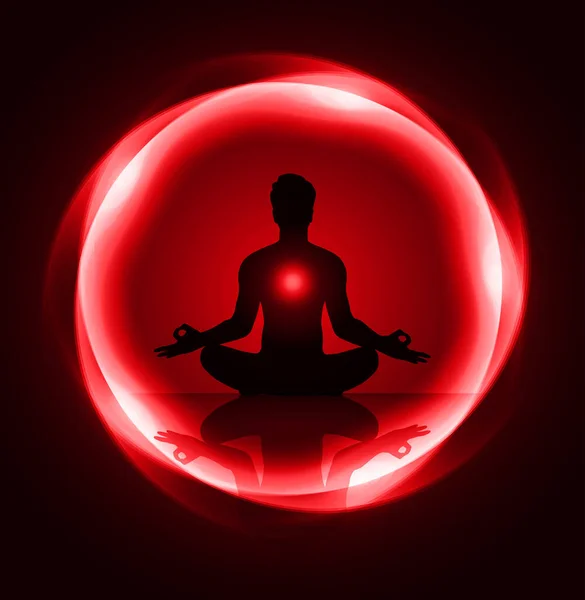 Vektorillustration Einer Silhouette Einer Yoga Meditation — Stockvektor