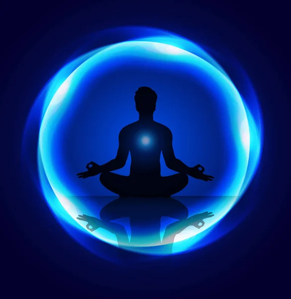 Silhueta Meditação Pose Lótus Ilustração Vetorial — Vetor de Stock