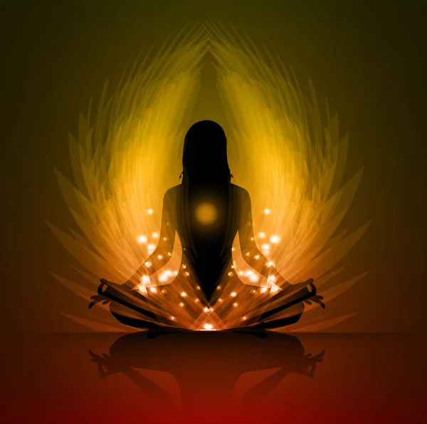 Yogacı kadın silueti koyu bir arkaplanda