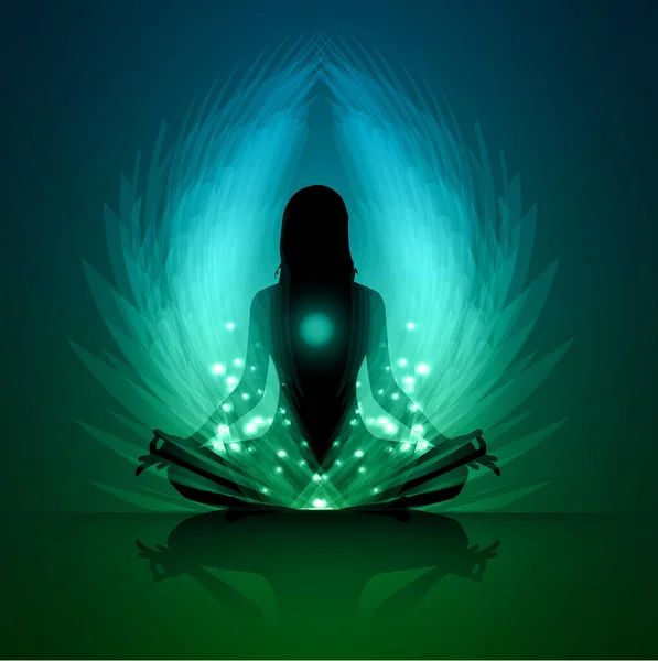 Mavi arka planda poz veren nilüferli yoga kadını.