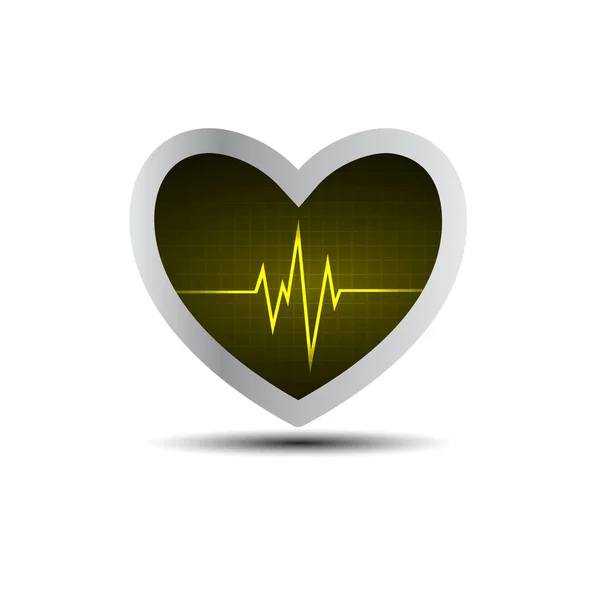 Electrocardiograma Línea Latidos Del Corazón Marco Del Corazón — Vector de stock