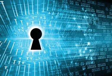 anahtar deliği ile arkaplan illüstrasyonu, dijital güvenlik kavramı