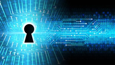 anahtar deliği ile arkaplan illüstrasyonu, dijital güvenlik kavramı