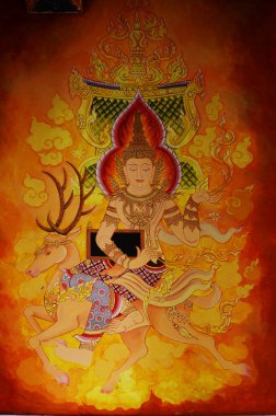 Duvardaki Budist heykelinin çizimi