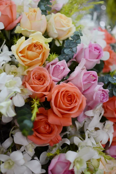 wedding bouquet of roses, flowers and plants