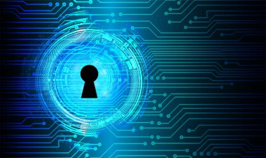 anahtar deliği ile arkaplan vektör illüstrasyonu, dijital güvenlik kavramı