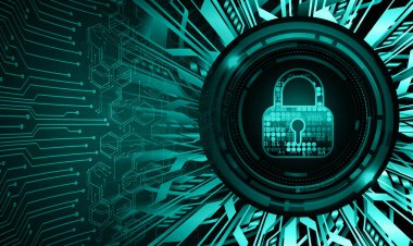 Dolabı olan arka plan vektör illüstrasyonu, dijital güvenlik kavramı