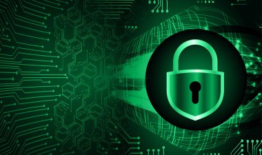 Dolabı olan arka plan vektör illüstrasyonu, dijital güvenlik kavramı