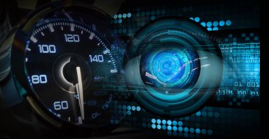 Saat göz hologramıyla gösterge panelinin dijital bileşimi