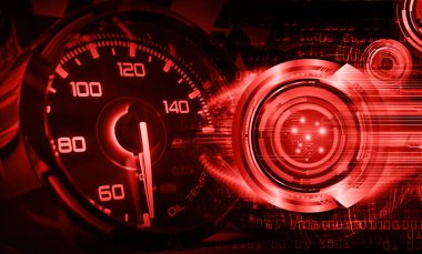 Arabanın gösterge panelindeki hız göstergesi.