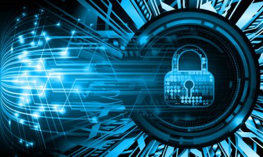 Dijital tablette asma kilitli siber güvenlik kavramı