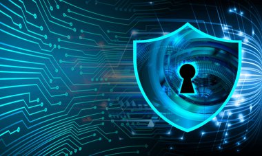 anahtar deliği ile arkaplan vektör illüstrasyonu, dijital güvenlik kavramı