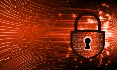 Dijital tablette asma kilitli siber güvenlik kavramı