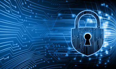 Dijital tablette asma kilitli siber güvenlik kavramı