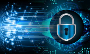 Dijital tablette asma kilitli siber güvenlik kavramı