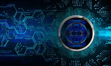 Teknoloji bilimi konsepti göz dijital bağlantısı ve soyut arka planda ikili hi teknolojisi