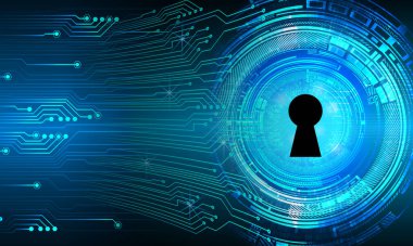 anahtar deliğine sahip siber güvenlik kavramı, soyut yüksek hızlı dijital internet bağlantı tasarımı